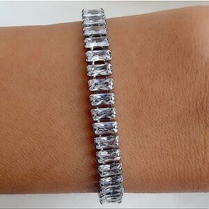 Sterling Silver Baguette Diamond Tennis Bracelet
